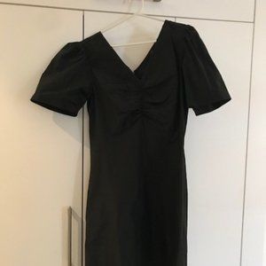 Black Club Monaco Dress with ruching and full skirt